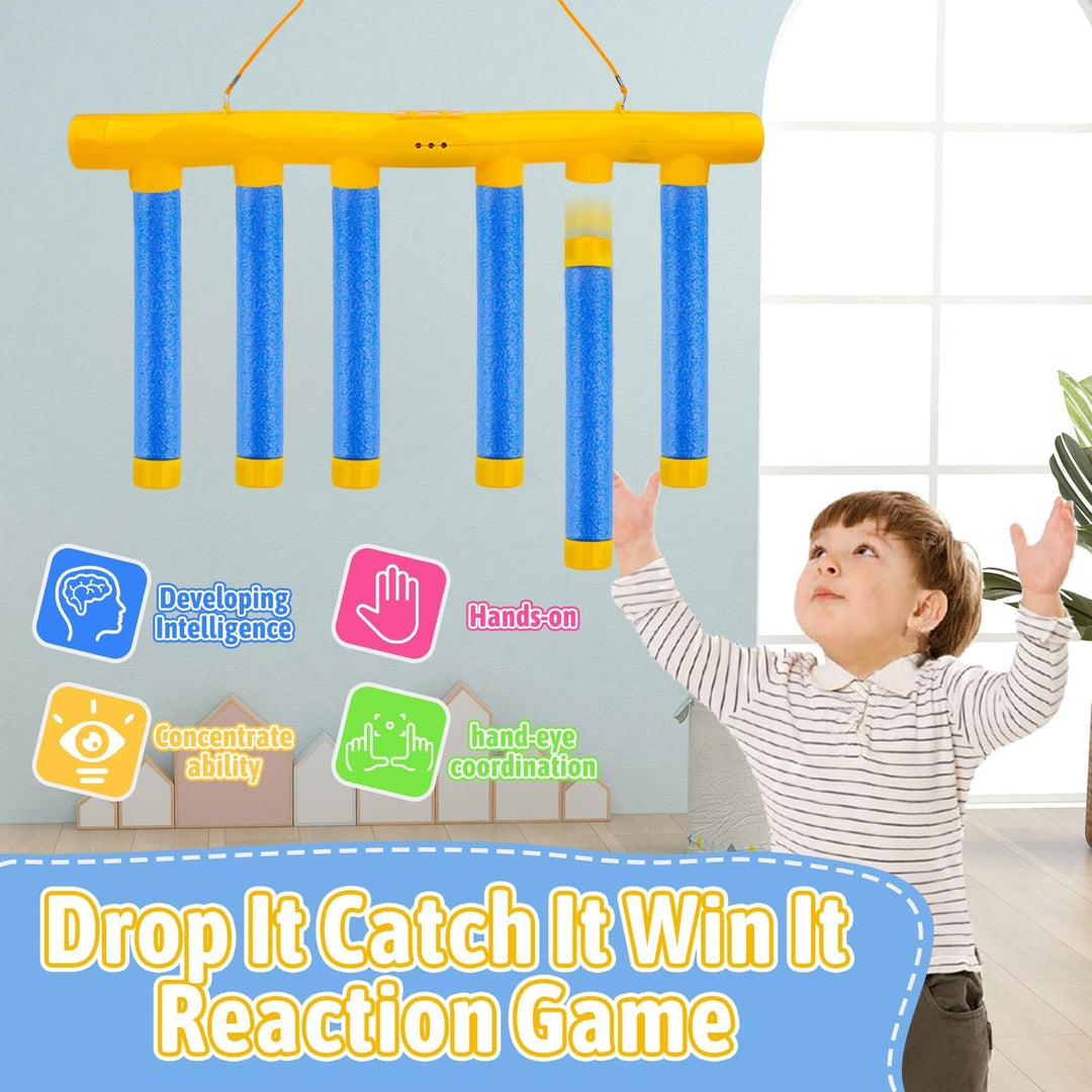 Dandin Fallende Stöcke Spiel, Reaktionstraining Spielzeug, Reaktionsspiel mit 3 Einstellbarer Geschw