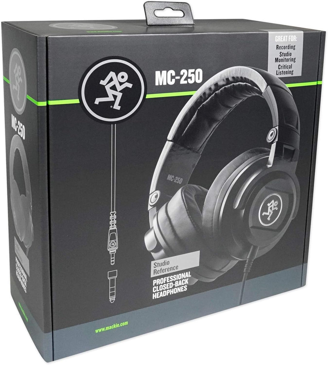 Mackie MC-250 Geschlossene Studio-Kopfhörer, Schwarz MC-250 (8 Hz - 20 kHz) Single, MC-250 (8 Hz - 2
