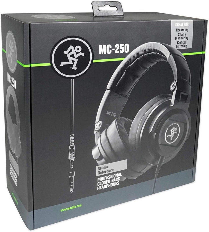 Mackie MC-250 Geschlossene Studio-Kopfhörer, Schwarz MC-250 (8 Hz - 20 kHz) Single, MC-250 (8 Hz - 2