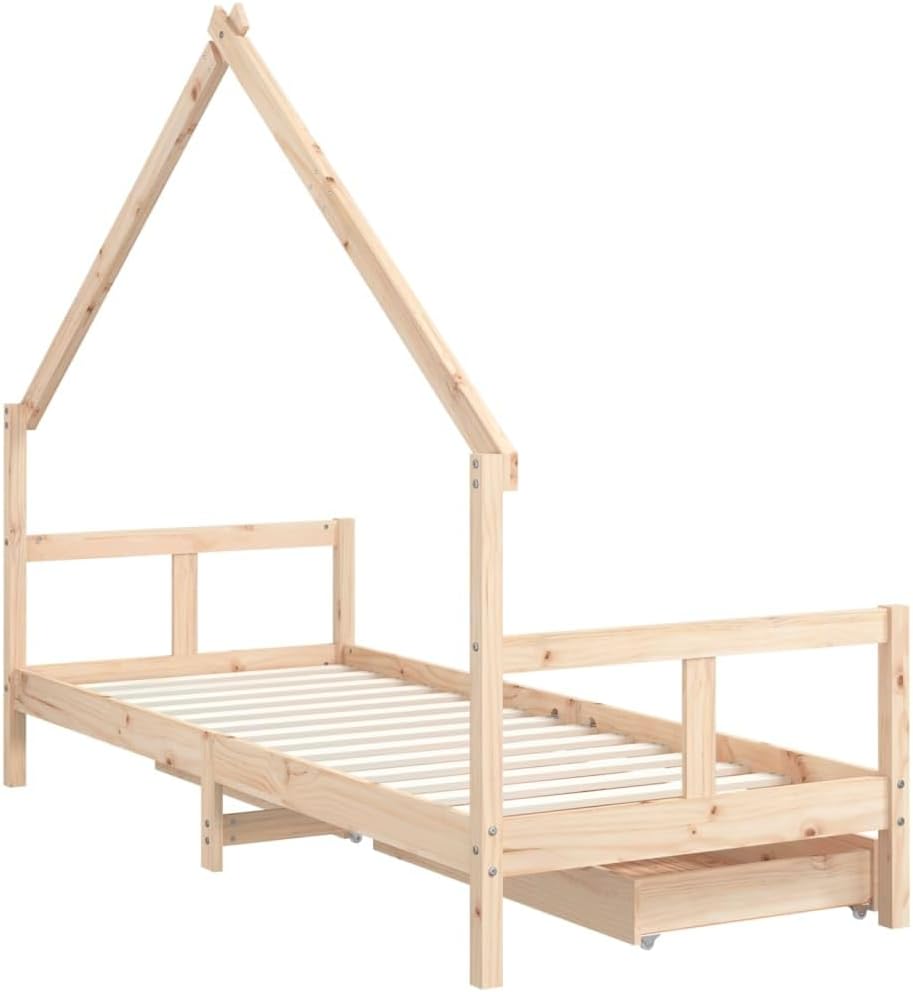 Festnight Hausbett 80x200 cm mit Schubladen ohne Matratze, Kinderbett mit Schubladen, Kinder Haus Be