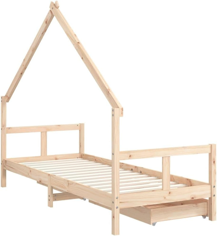 Festnight Hausbett 80x200 cm mit Schubladen ohne Matratze, Kinderbett mit Schubladen, Kinder Haus Be