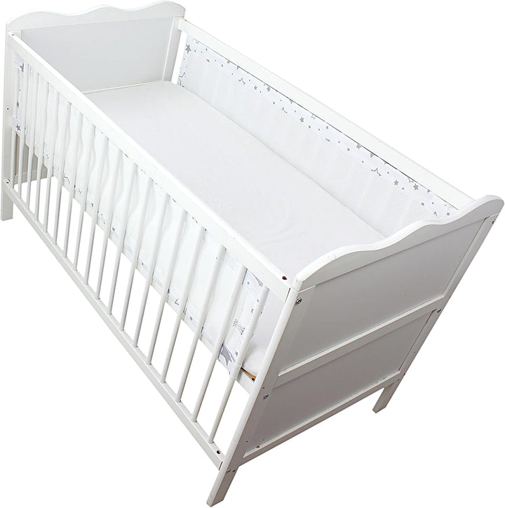 TupTam Bettumrandung Babybett 3D Mesh Nestchen – Gitterstäbe Schutz Netz 2er, Farbe: Grosse Sterne G
