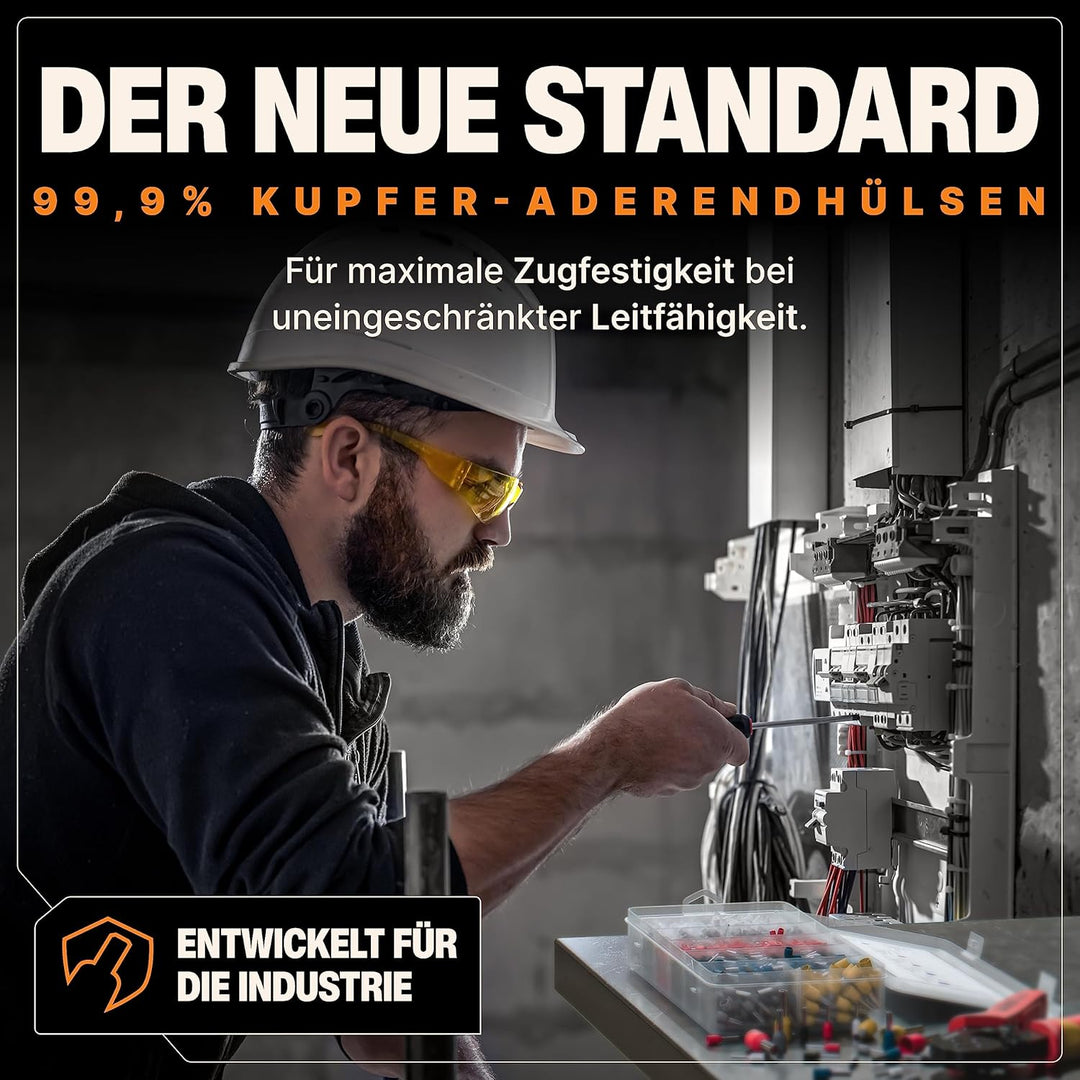 BAURIX ® 2000 Stück Aderendhülsen Sortiment I Isolierte Hülsen nach DIN 46228-4: 2020-03 I 0,5 mm² -