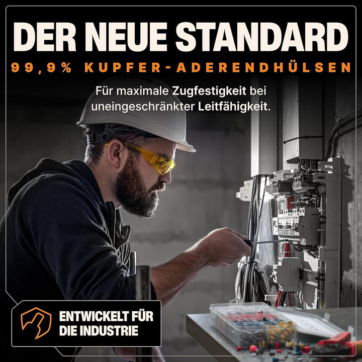 BAURIX ® 2000 Stück Aderendhülsen Sortiment I Isolierte Hülsen nach DIN 46228-4: 2020-03 I 0,5 mm² -