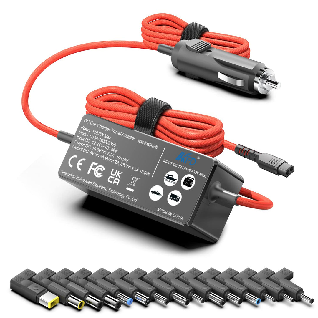 KFD DC 12V-24V 90W 118W Universal KFZ Ladekabel Netzteil Laptop Auto Ladegerät für IBM Lenovo HP Del