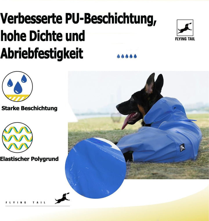 Hunde-Regenmantel, nicht steif, superweich im Griff, reflektierend, verstellbar, leicht zu tragen, L