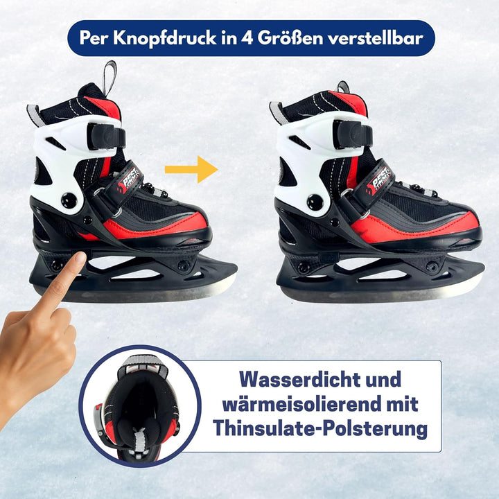 Best Sporting Schlittschuhe Kinder, Damen & Herren I 4-Fach verstellbare Eislaufschuhe Kinder I Soft