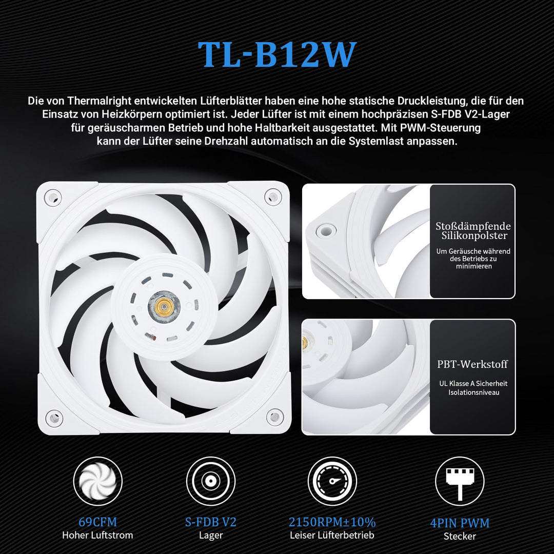 Thermalright Frozen Edge 240 Weisser CPU-Wasserkühler mit PWM-Lüftern, Pumpendrehzahl 3300RPM, S-FDB