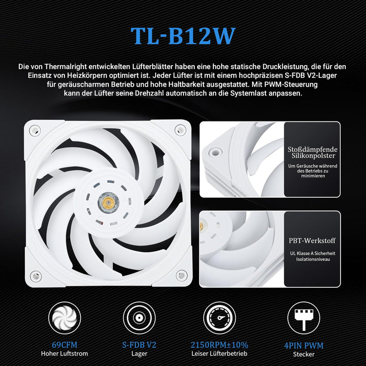 Thermalright Frozen Edge 240 Weisser CPU-Wasserkühler mit PWM-Lüftern, Pumpendrehzahl 3300RPM, S-FDB
