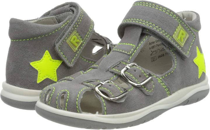 Richter Jungen Babel Geschlossene Sandalen 24 EU Grau Stone Neon Yellow 6601, 24 EU Grau Stone Neon