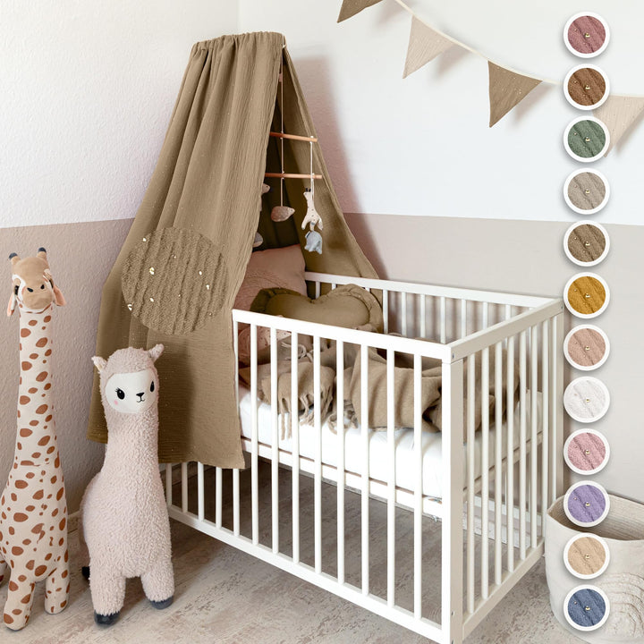lilimaus Betthimmel Babybett mit Gold Applikation in 12 Farben [inkl. Himmelstange] - Himmel Babybet