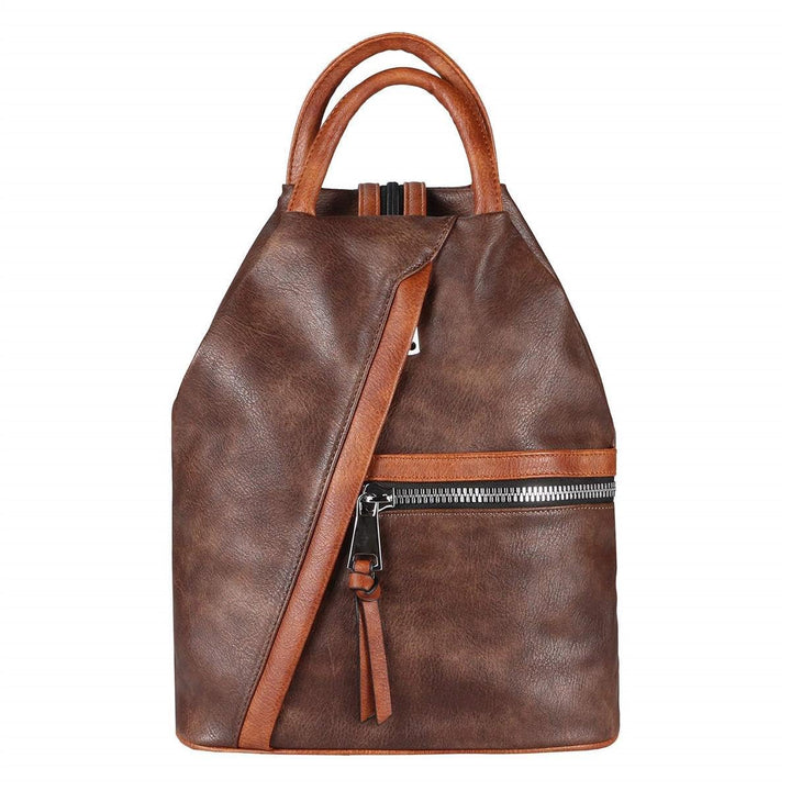 ITALYSHOP24.COM OBC Damen Rucksack Tasche Schultertasche Leder Optik Daypack Backpack Handtasche Tag