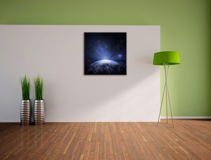 Pixxprint Sicht vom Mond auf die Erde als Leinwandbild/Grösse: 70x70 cm/Wandbild/Kunstdruck/fertig b