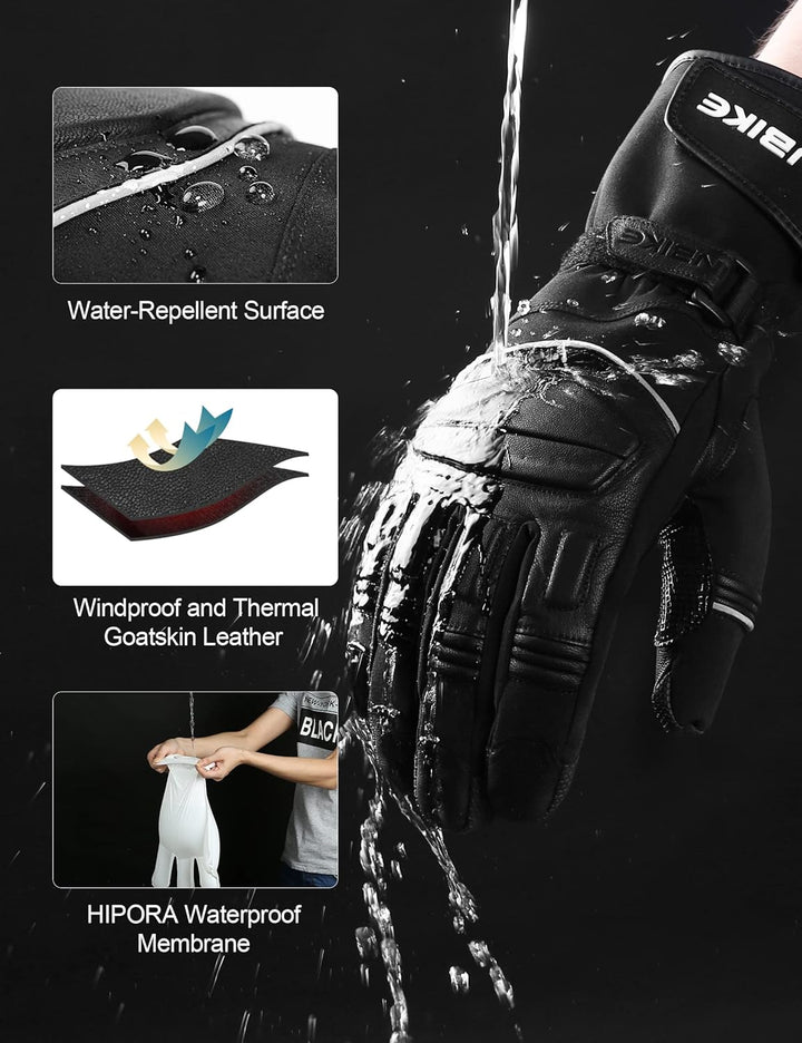 INBIKE Winterhandschuhe Zigenleder Arbeishandschuhe Wasserdicht und Thermo mit 3M Thinsulate für Arb