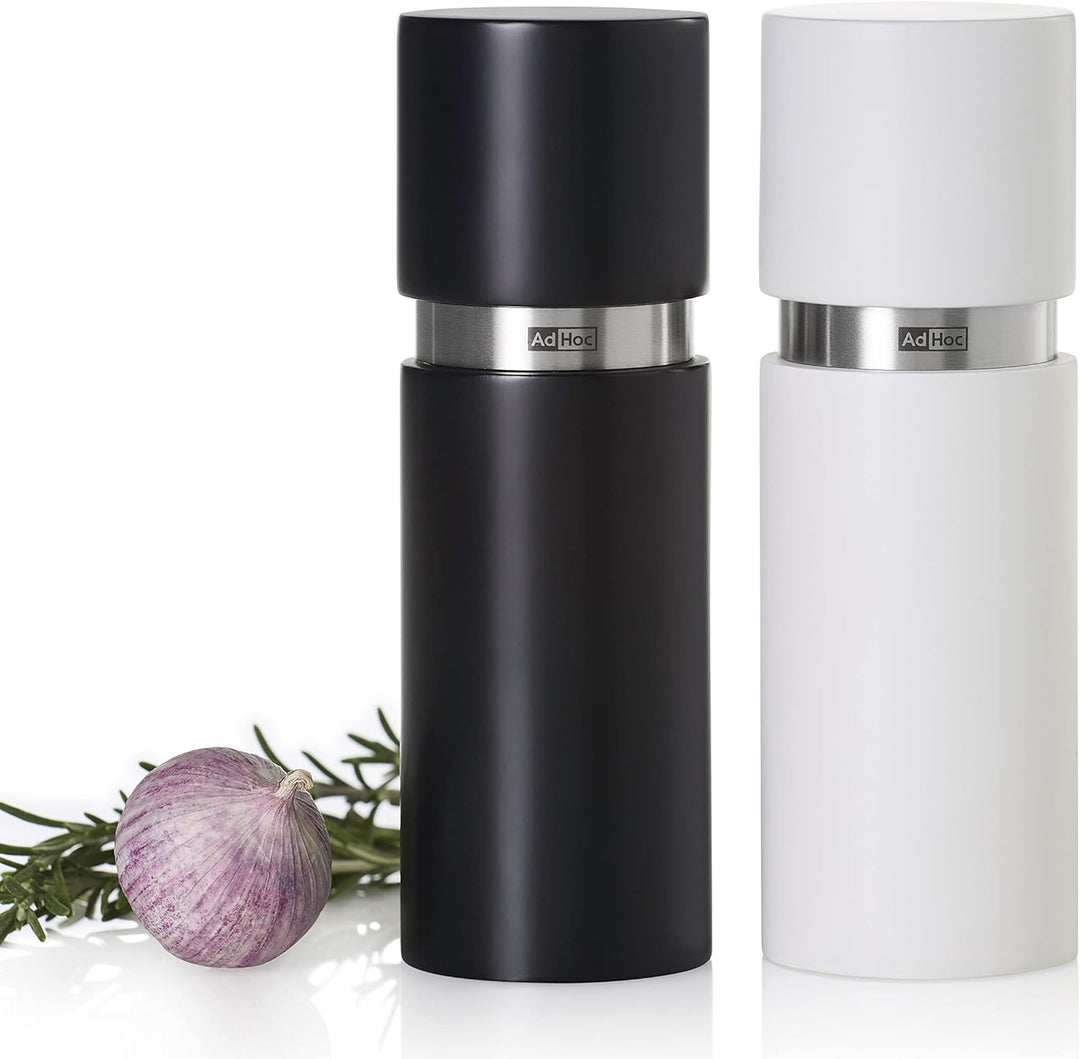 AdHoc MP420 Set Pfeffer- und Salzmühle Textura, CeraCut® Keramik Mahlwerk, Buchenholz lackiert, blac