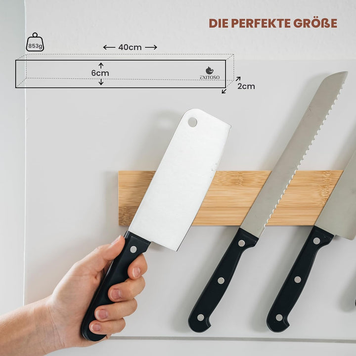 Exitoso® Magnetleiste Messer selbstklebend 40cm - Messerleiste ohne bohren mit 3M Klebeband - Bomben
