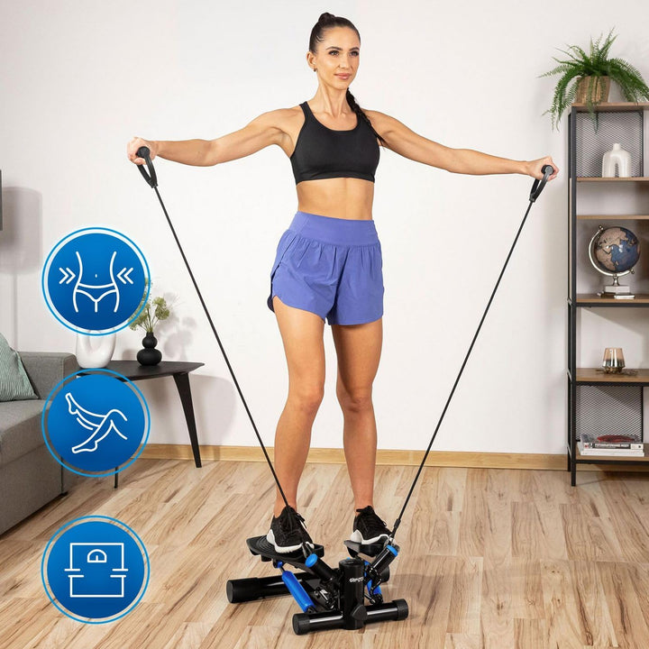 Gymtek XST500 Stepper, Drehstepper inkl. Expanderbänder - Twist Mini Stepper mit LCD, Schrittzähler