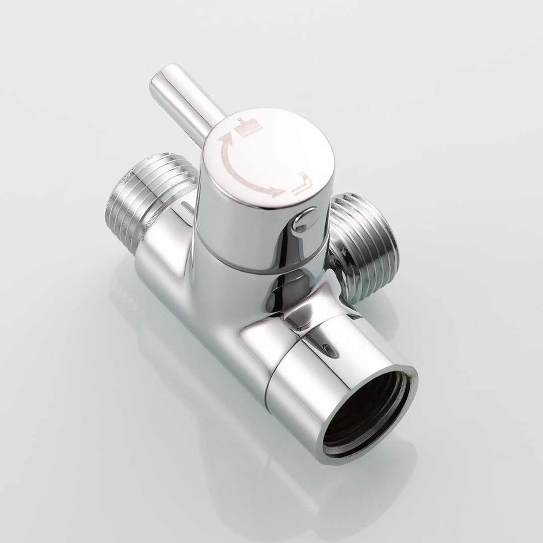 Tecmolog Dusche Adapter G1/2 Messing Umstellventil für Handbrause und Festen Sprühkopf, Chrom, Chrom