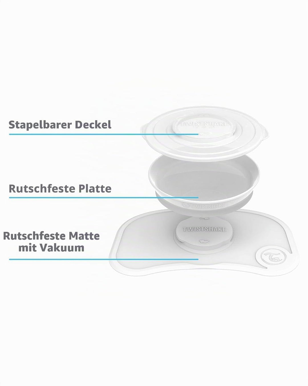 Twistshake Click Mat 38x25 cm Tischset und Versiegelt Kinder Teller mit PP und Silikon für Baby Esse