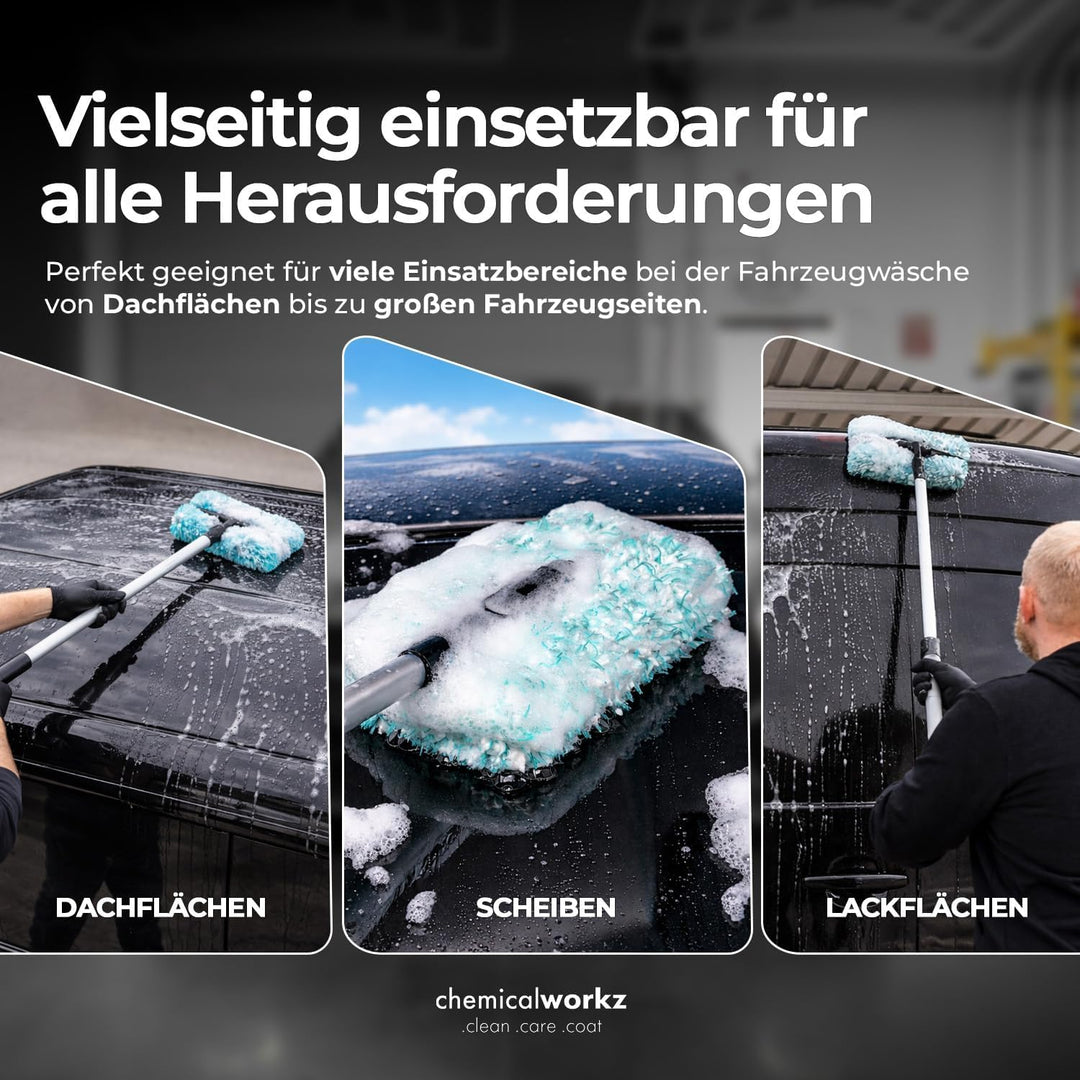 Chemicalworkz Microfiber Extension Mop | Ausziehbare Autowaschbürste mit Teleskopstiel bis 120 cm |