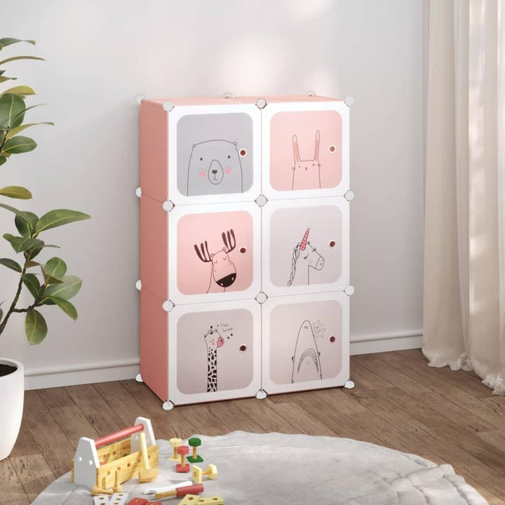 vidaXL Kinderschrank Modular mit 6 Würfeln, Regalsystem mit viel Stauraum, Würfelregal mit Stahlrahm