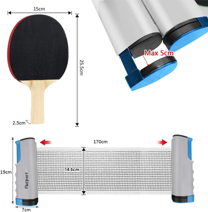 FBSPORT Tischtennis-Set, Tischtennisschläger-Set, 2 Tischtennisschläger, 6 Bälle, 1 Tasche, 1 auszie