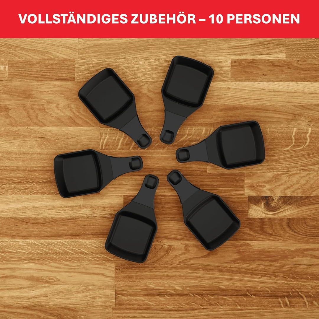 Tefal PR457B Pierrade Raclette | 1350 Watt | Grill-Platte aus Stein + 10 antihaftbeschichtete Pfännc