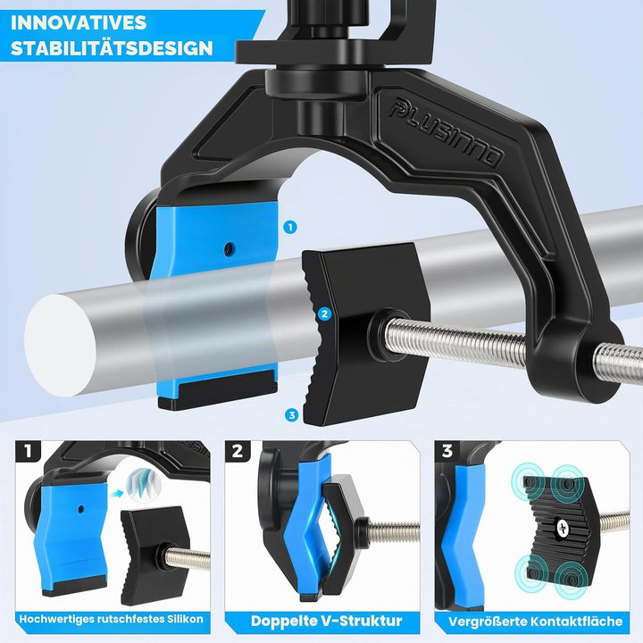 PLUSINNO Angelrutenhalter für Boote, mit vergrösserter Klemme, innovatives doppeltes V-Design, passe