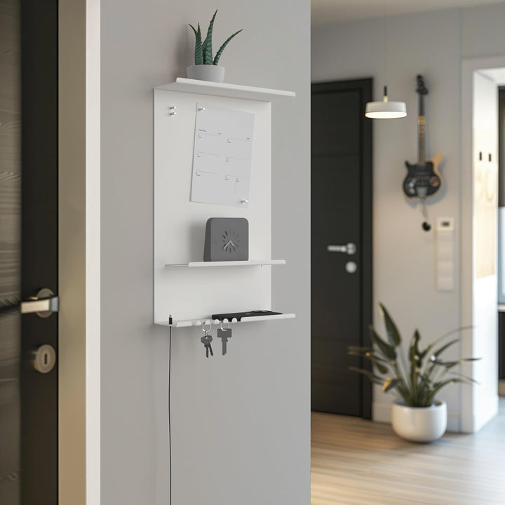 byde Wandorganizer Hele aus Stahlstruktur. 30 x 9 x 49 cm 3-in-1 Wandregal mit Magnettafel und Magne