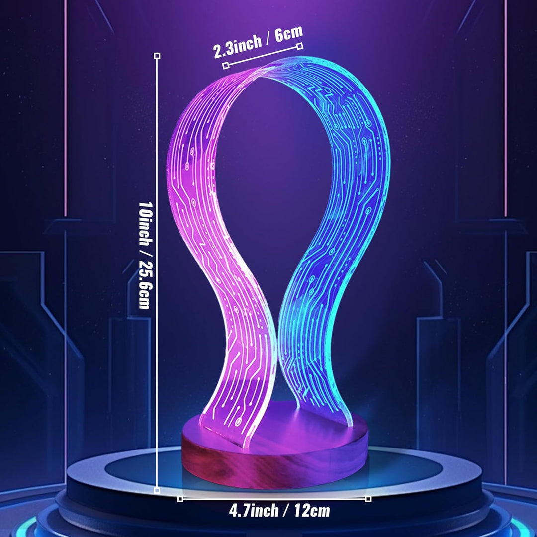 Ammonite Kopfhörerständer - Walnussholz Gaming Schreibtisch Accessoire mit LED-Leuchten, USB-Strom &