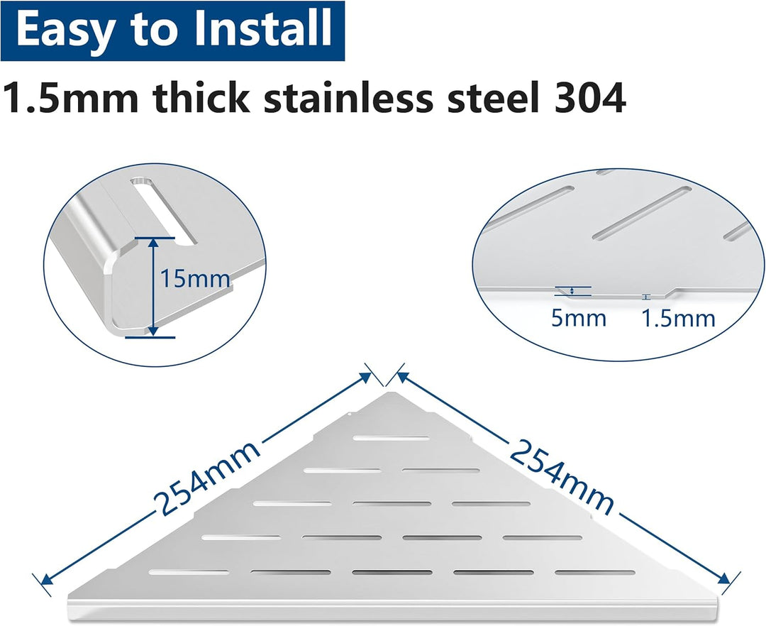 Neodrain Duschablage Eckregal Edelstahl Duschregal Ecke Fliesen Eingelassen für Badezimmer Küche 254