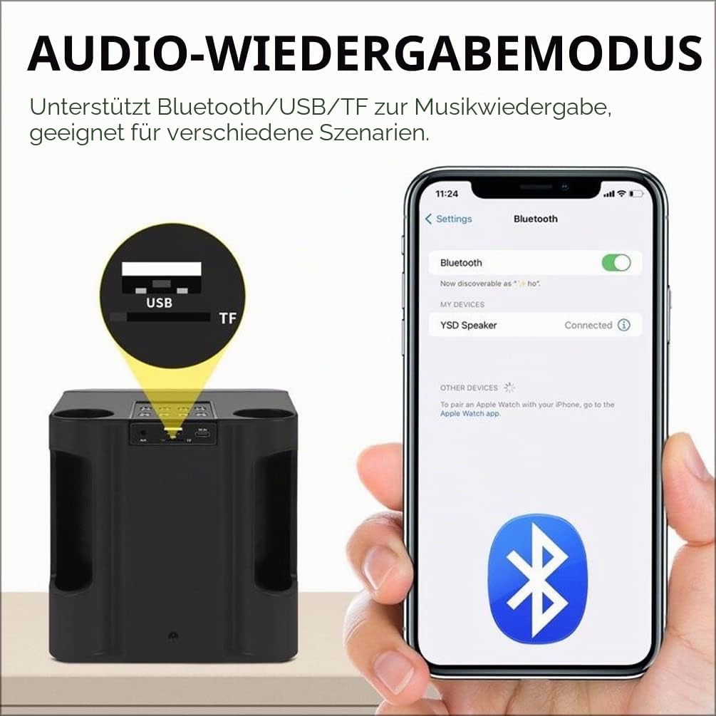 Karaoke Maschine,Bluetooth Karaoke Anlage mit 2 Mikrofonen, Lautsprecher Tragbares PA Anlage Karaoke