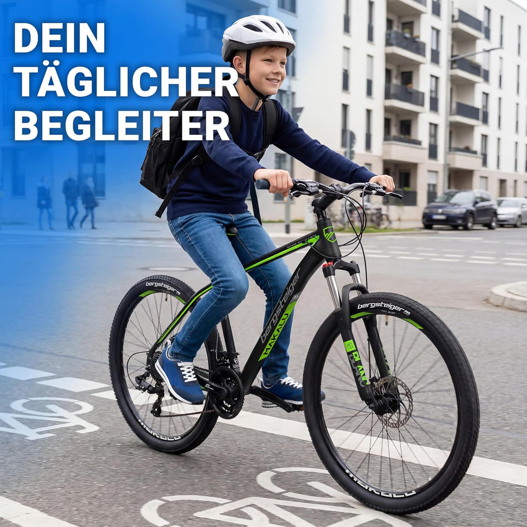 Bergsteiger Makalu 26 Zoll Mountainbike Aluminium, geeignet ab 150 cm, Scheibenbremse, Shimano 21 Ga