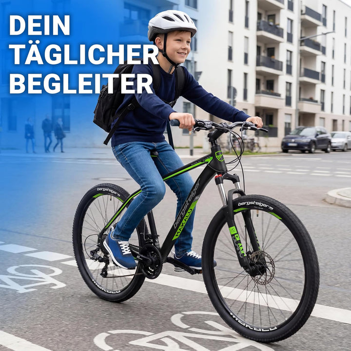 Bergsteiger Makalu 26 Zoll Mountainbike Aluminium, geeignet ab 150 cm, Scheibenbremse, Shimano 21 Ga