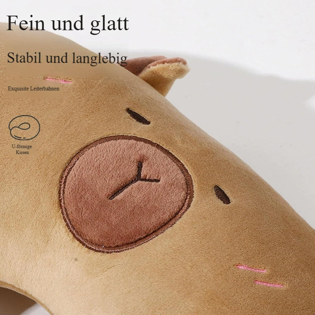Capybara Nackenkissen, Kinder Reisekissen mit Capybara-Plüschtier, 2-in-1 Verwandlungsfähiges Wasser