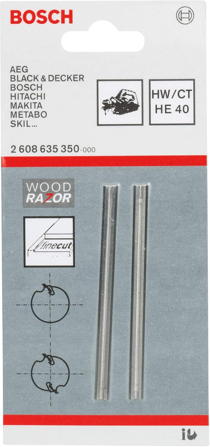 Bosch Professional Hobelmesser für Handhobel (2 Stück, 40°), 3er Pack (L x B) 82.4 mm x 5.5 mm, 3er