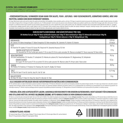 Sesam schwarz (1kg), Schwarzer Sesam 100% natürlich, Schwarze Sesamsamen ohne Zusätze Sesamsamen 1 K