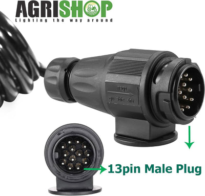 AGRISHOP Anhänger Verlängerungskabel Adapter13-Polig auf 13 Polig,1.8M Spiralkabel Anhänger 8 polig