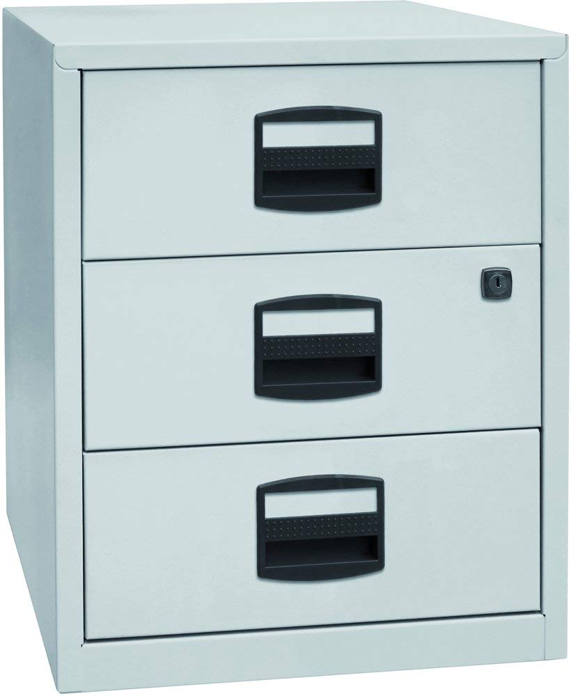 Bisley Home mobiler Beistellschrank PFA, 3 Universalschubladen, Metall, 645 Lichtgrau, 40 x 41.3 x 5