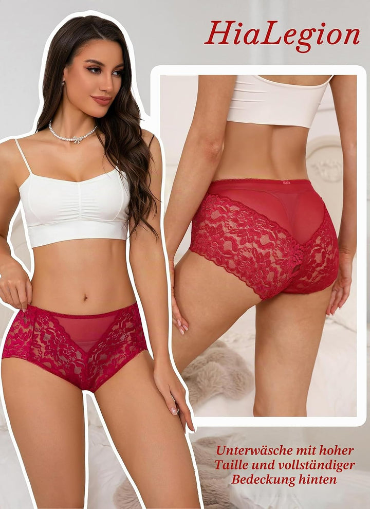 HiaLegion Unterhosen Damen Spitze Damen Slips Mehrpack Schlüpfer Damen Slips Unterhosen Damen Taille