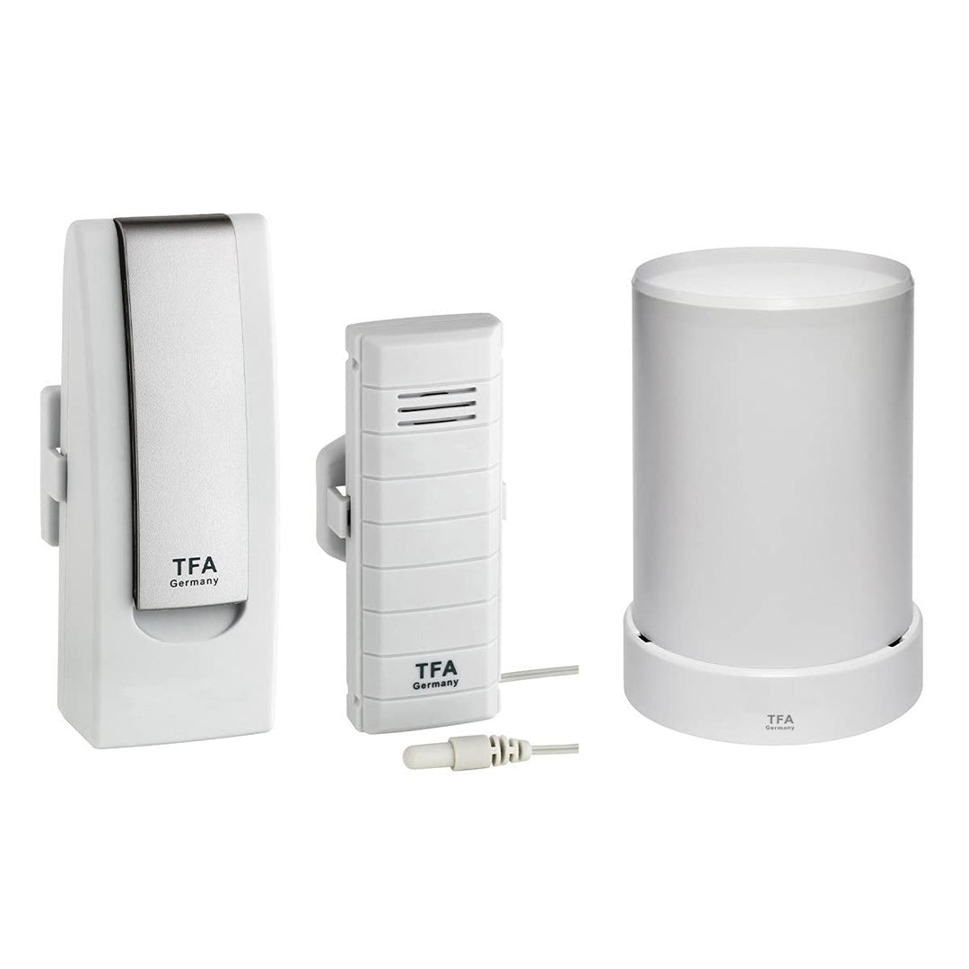 TFA Dostmann Weatherhub Starterset, mit Temperatursender und Funk-Regenmesser, SmartHome, ideal für