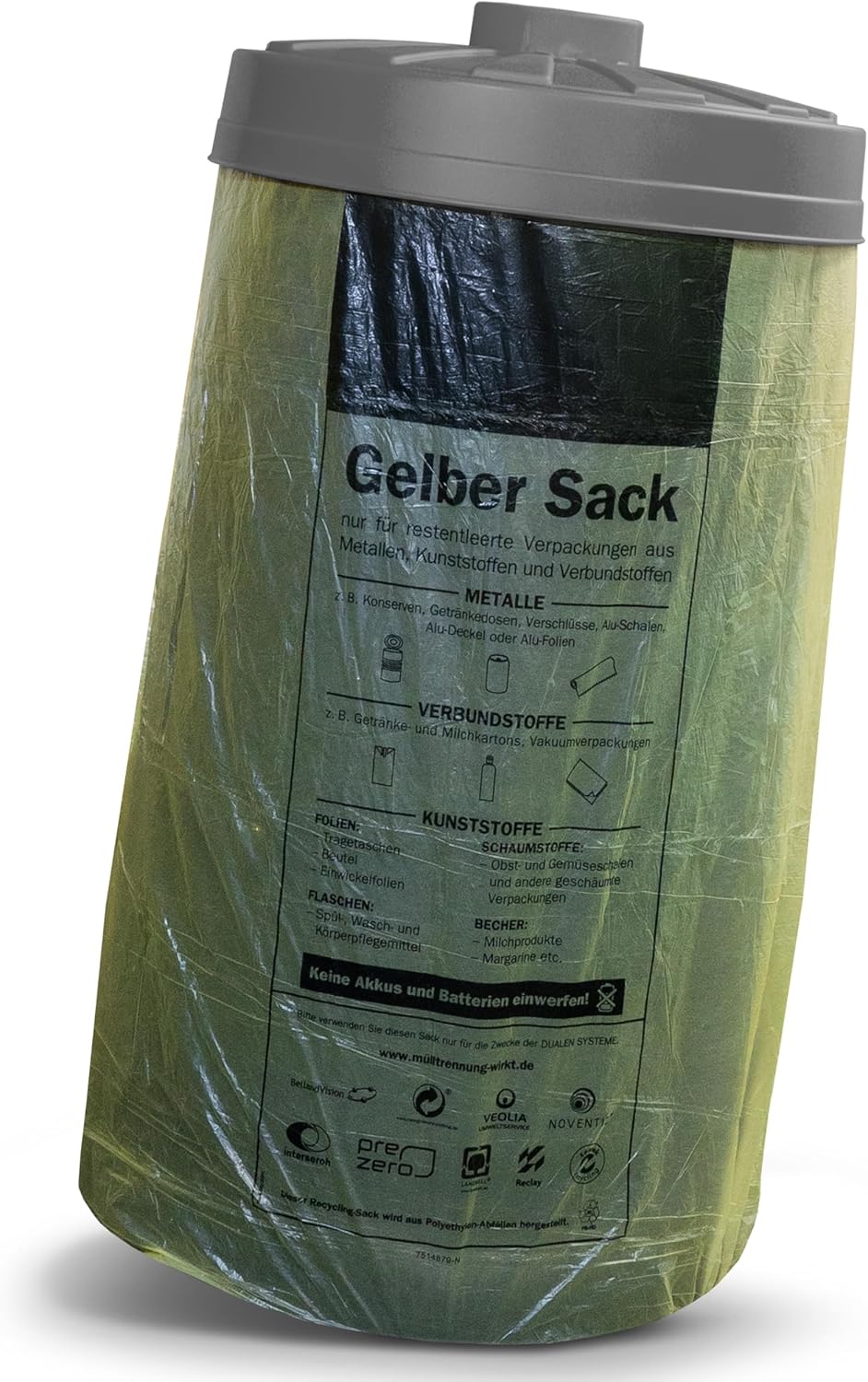 Sacktonne schwarz mit grauem Deckel - für Gelber Sack Ständer Müllsackständer, Müllständer, Wertstof