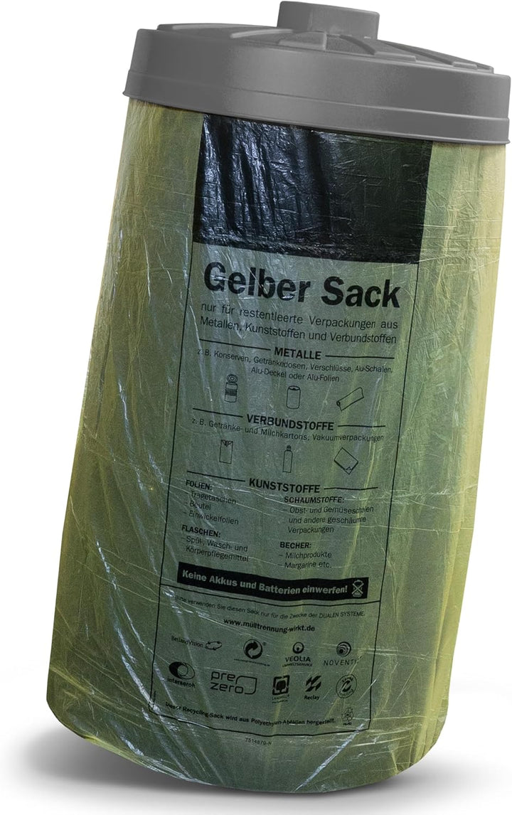 Sacktonne schwarz mit grauem Deckel - für Gelber Sack Ständer Müllsackständer, Müllständer, Wertstof