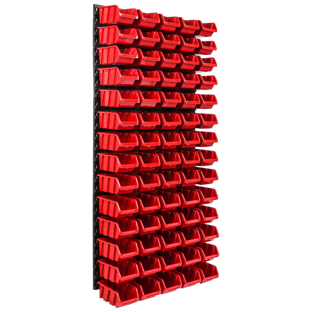 Lagersystem Werkstattregal | 57 x 116 cm | 70 stck. Box | Wandregal mit Stapelboxen - Wandplatten Ex