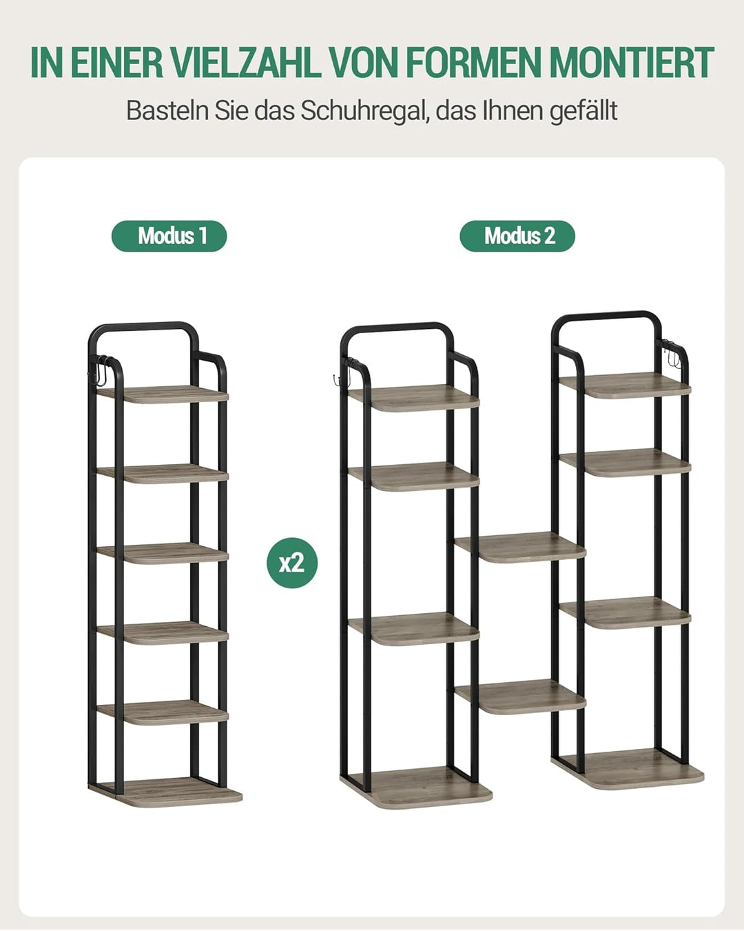 Hzuaneri Vertikales Schuhregal, 6-Stöckige Schuhregale, Schuhturm für Kleine Räume, Freistehend, Ver