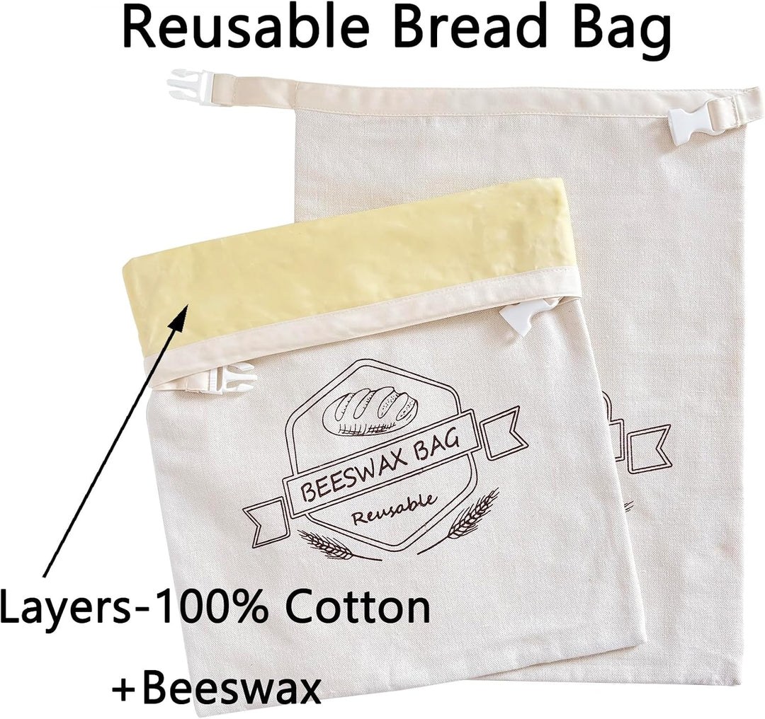 Bienenwachs-Brotbeutel für Sauerteig - Wiederverwendbare Brotbeutel für selbstgemachtes Brot (2er-Pa