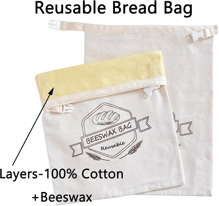 Bienenwachs-Brotbeutel für Sauerteig - Wiederverwendbare Brotbeutel für selbstgemachtes Brot (2er-Pa