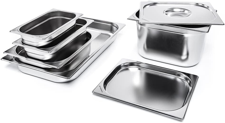 Edelstahl Behälter | GN 1/1 | 53x32.5x6.5 cm | Rostfreier Gastronormbehälter | für Chafing Dish, Bai
