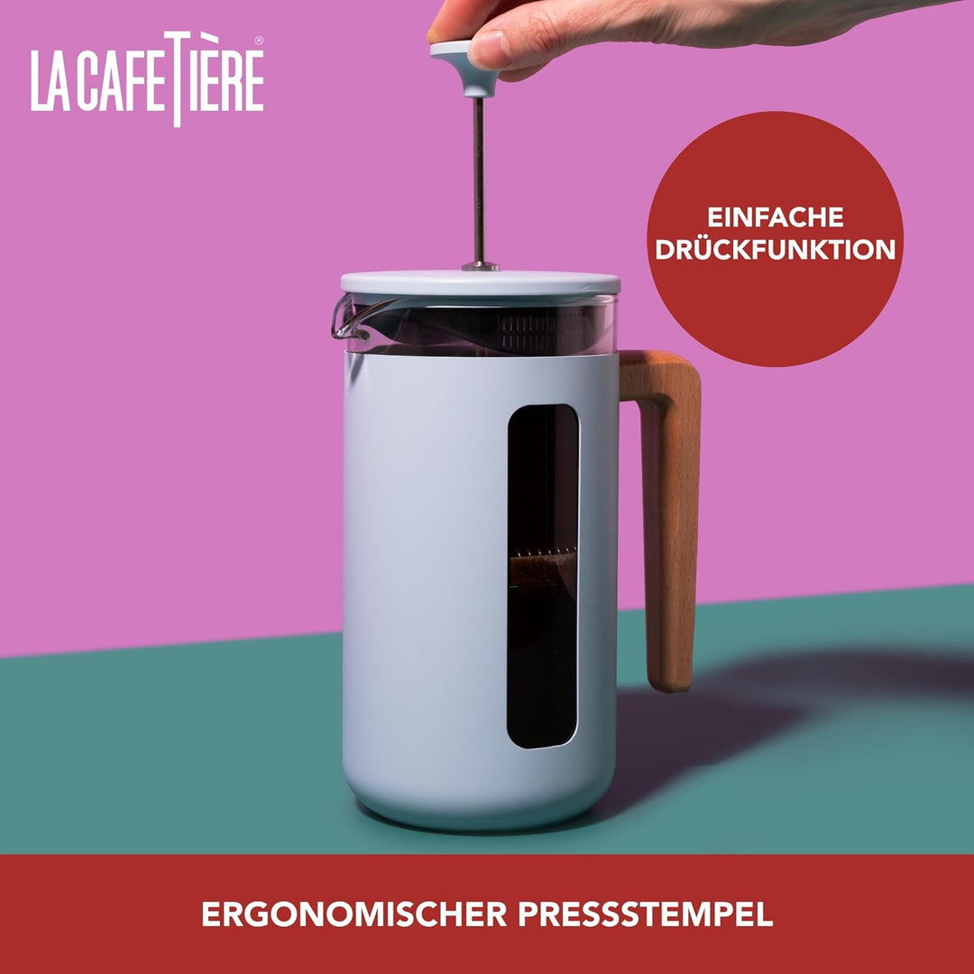La Cafetière Pisa Kaffeebereiter für 8 Tassen, himmelblau, langlebiger Edelstahl-Kolben, hitzebestän