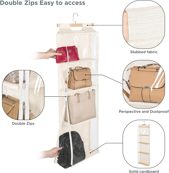 Syeeiex Hängend Handtaschen Aufbewahrung Organizer Mit zips, Kleiderschrank Organizer für Geldbörsen